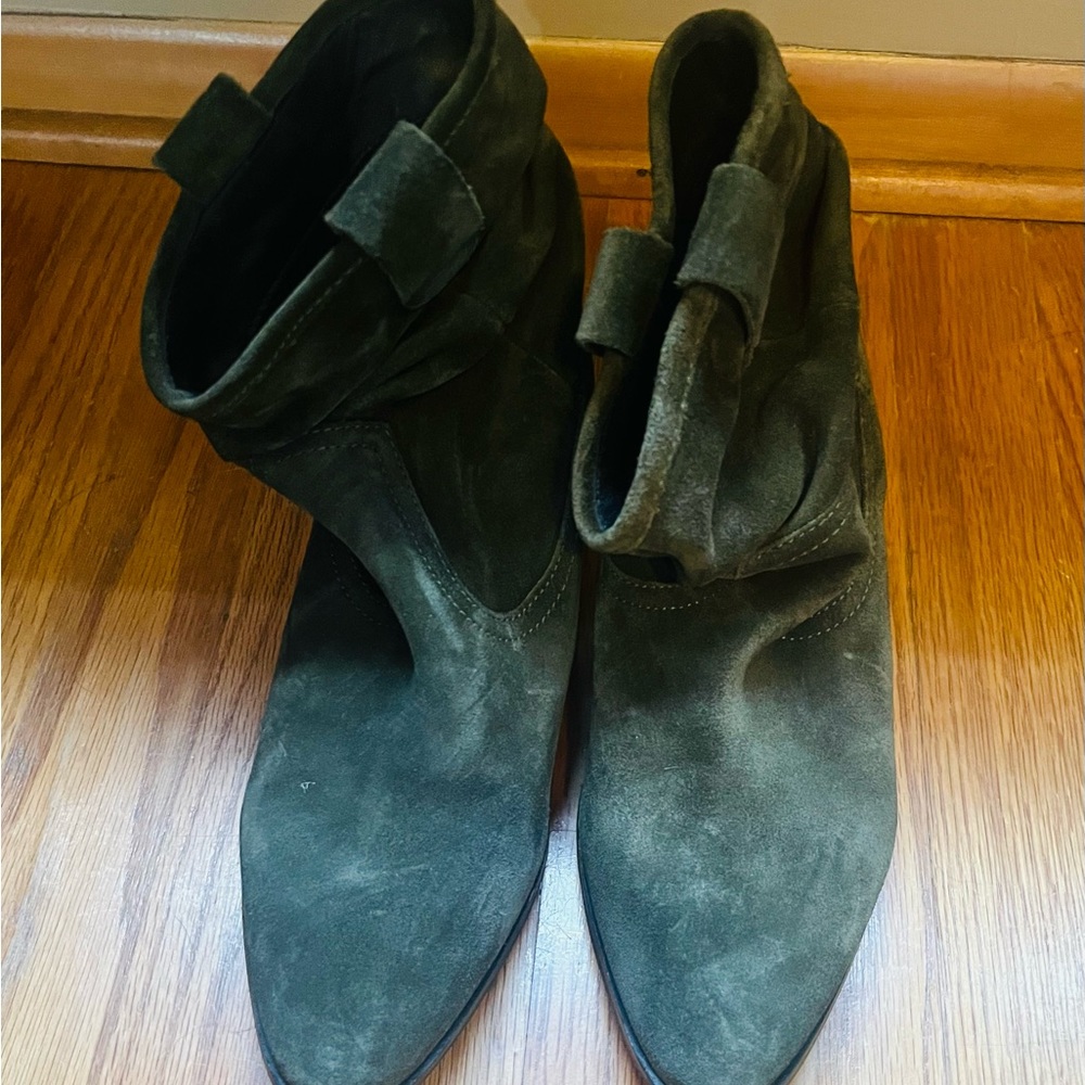 Anthropologie green suede Booties